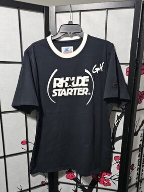 Rhude x Starter Black White Tee Shirt Size Large New